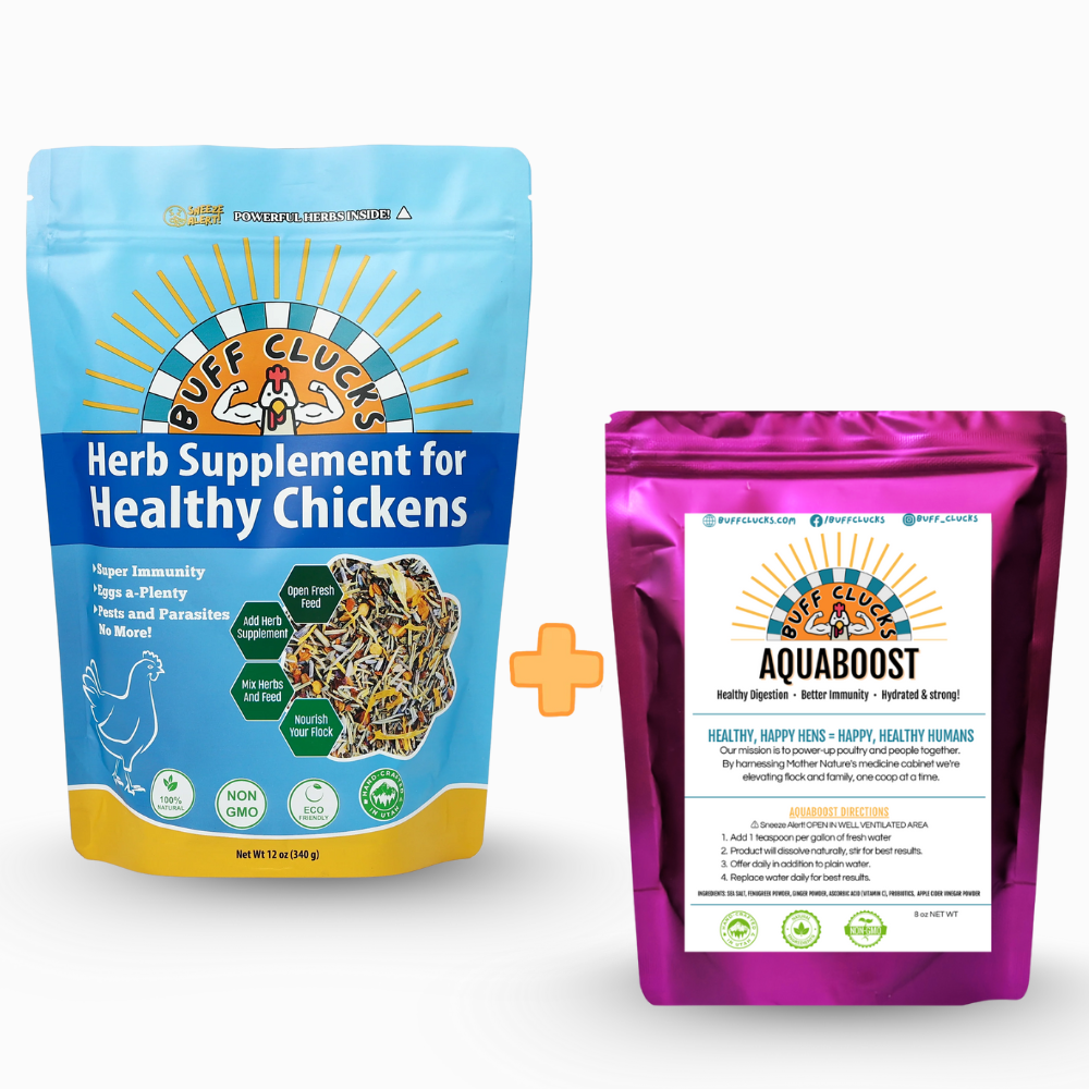 1 Buff Clucks Herb Supplement & 1 AquaBoost Bundle for healthy& happy Flocks