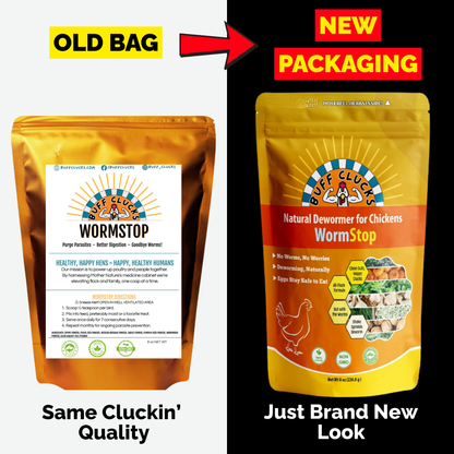 Comparison of old bag to new bag of wormstop