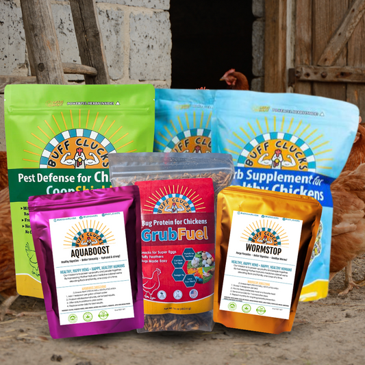 Complete Coop Care System 1x CoopShield, 2x Herb Supplement, 1x Aquaboost, 1x Grubfuel, 1x Wormstop